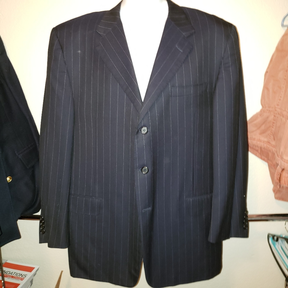 Hickey Freeman Loro Piana Tasmanian Super 130s Wool Blazer Sport Coat 46 Custom